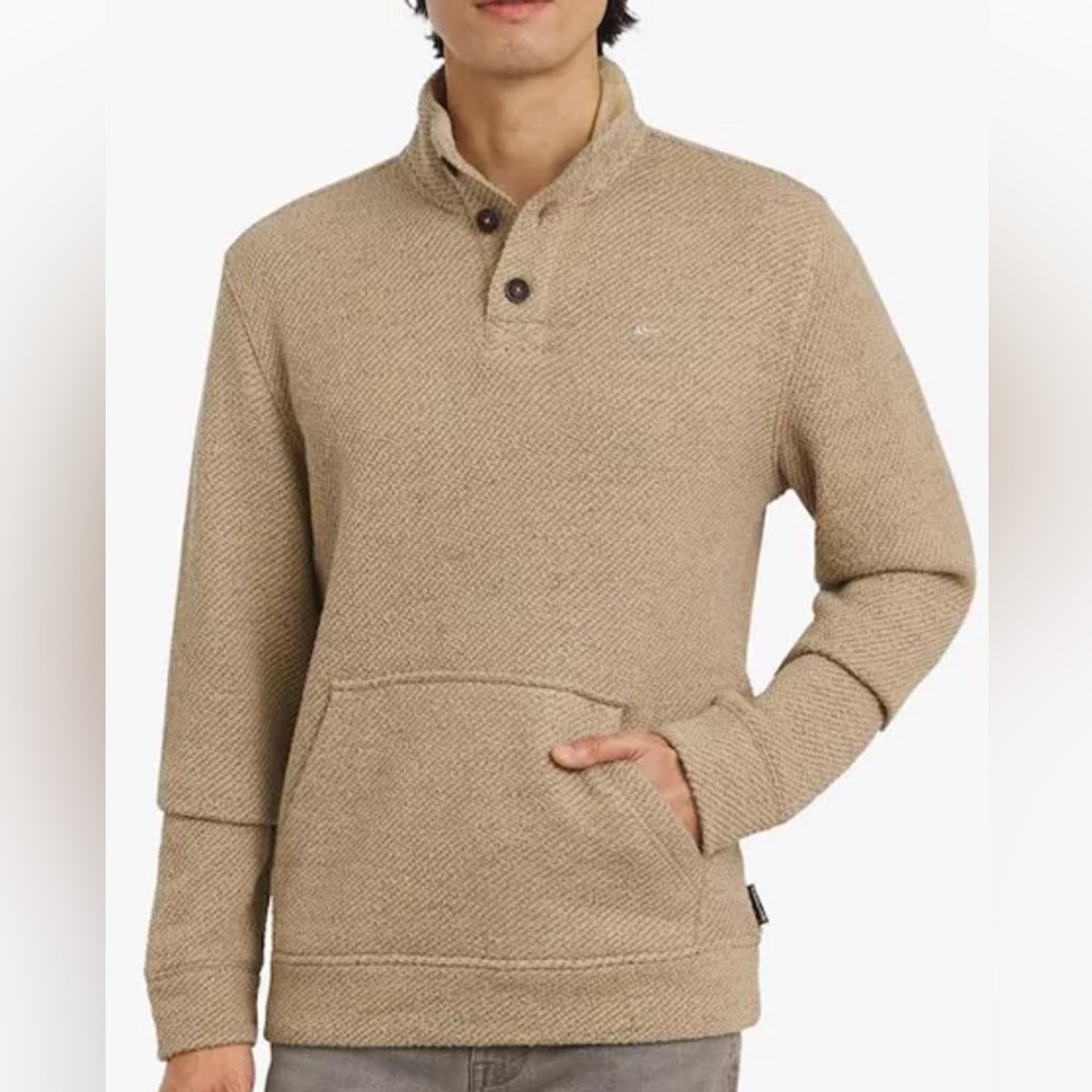 Quiksilver Men's Crewneck Henley Sweater in Beige